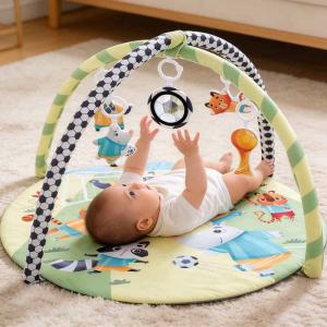 Tiny Paws Soccer Theme Baby Play Mat & Gym &ndash; Round Activity Mat with 5 Hanging Toys (Model: ZL2527)