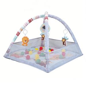 Tiny Paws Light Grey Forest Animal Baby Play Gym & Ball Pit &ndash; Detachable Mesh Fence with 5 Hanging Toys (Model: ZL2303)